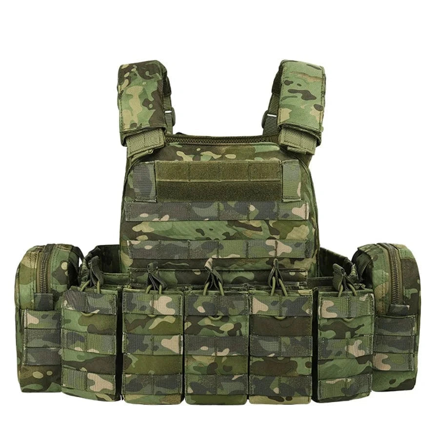 YAKEDA Equipment Vest and Five Piece Bag Training Vest Green CP