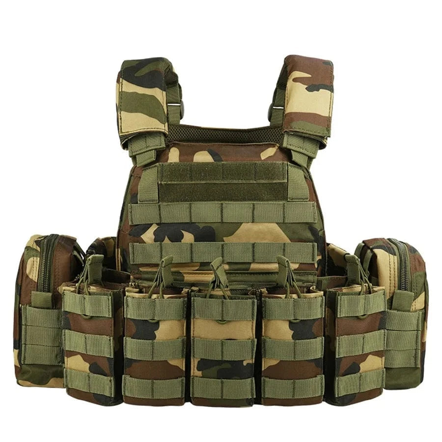 YAKEDA Equipment Vest and Five Piece Bag Training Vest Jungle camouflage