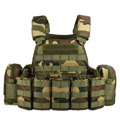 YAKEDA Equipment Vest and Five Piece Bag Training Vest Jungle camouflage