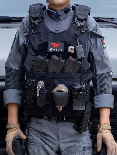 YAKEDA Tactical Vest New Tactical Vest Nylon One-click Quick Release Cutting PALS System Multi-functional Protective Vest