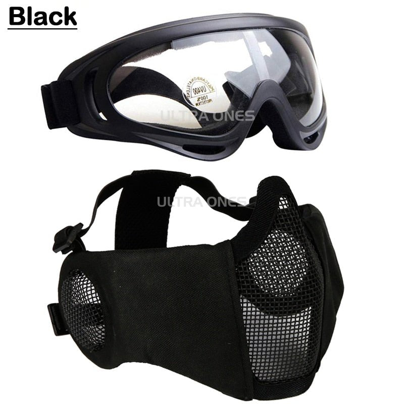 Ensemble masque avec lunettes de protection, demi-visage Ultra Ones - ACTION AIRSOFT