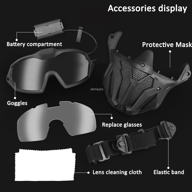 Masque de tir avec lunettes ventilateur anti-buée OPS - ACTION AIRSOFT