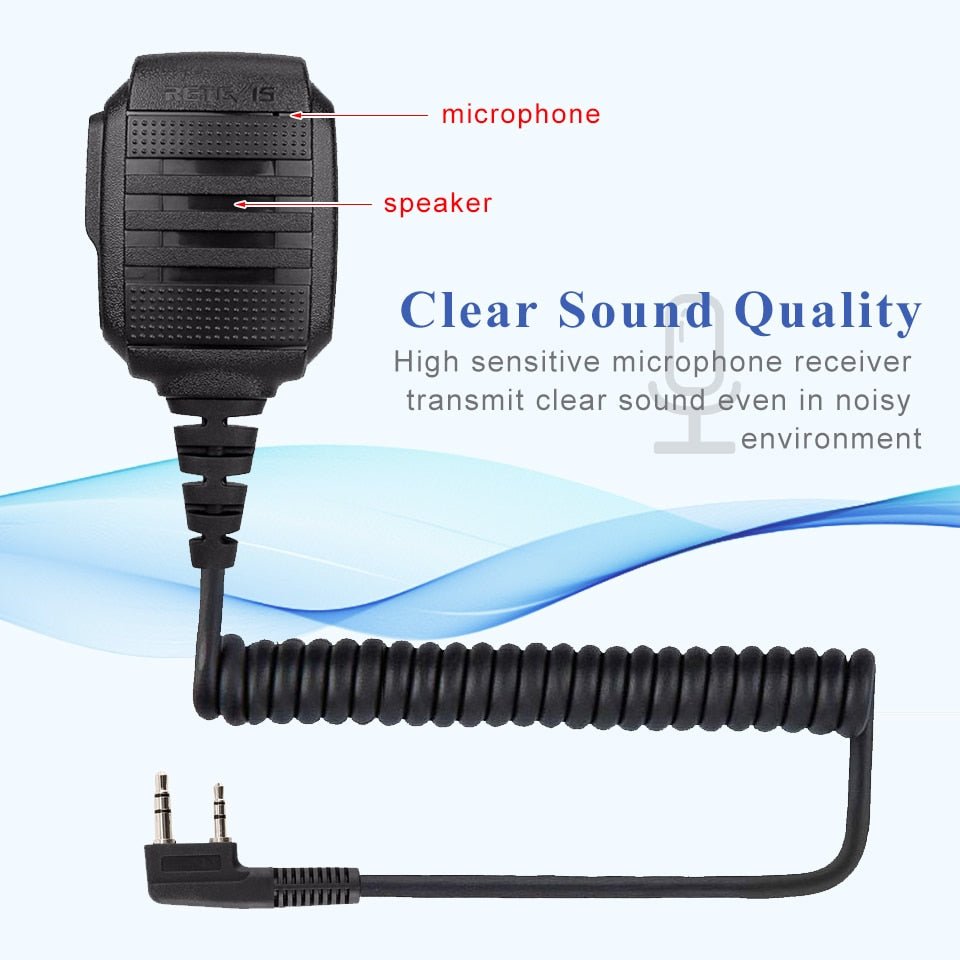 Microphone talkie-walkie HK006 IP54 étanche PTT pour Kenwood Baofeng UV-5R UV82 RT622 - ACTION AIRSOFT
