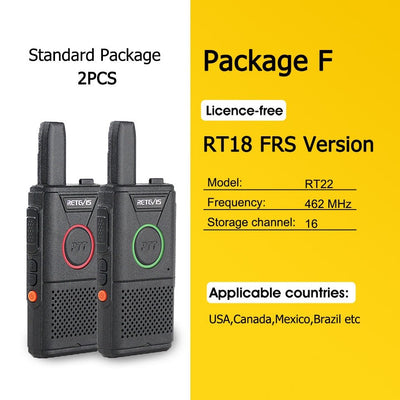 Mini walkie-talkie RT618 double PTT PMR 446 2pcs - ACTION AIRSOFT