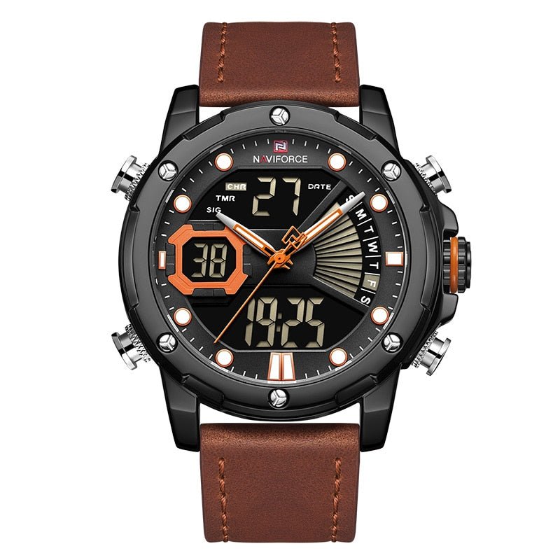 NAVIFORCE – montre-bracelet LED analogique numérique à Quartz pour hommes, Top marque de luxe, mode sport, horloge étanche - ACTION AIRSOFT