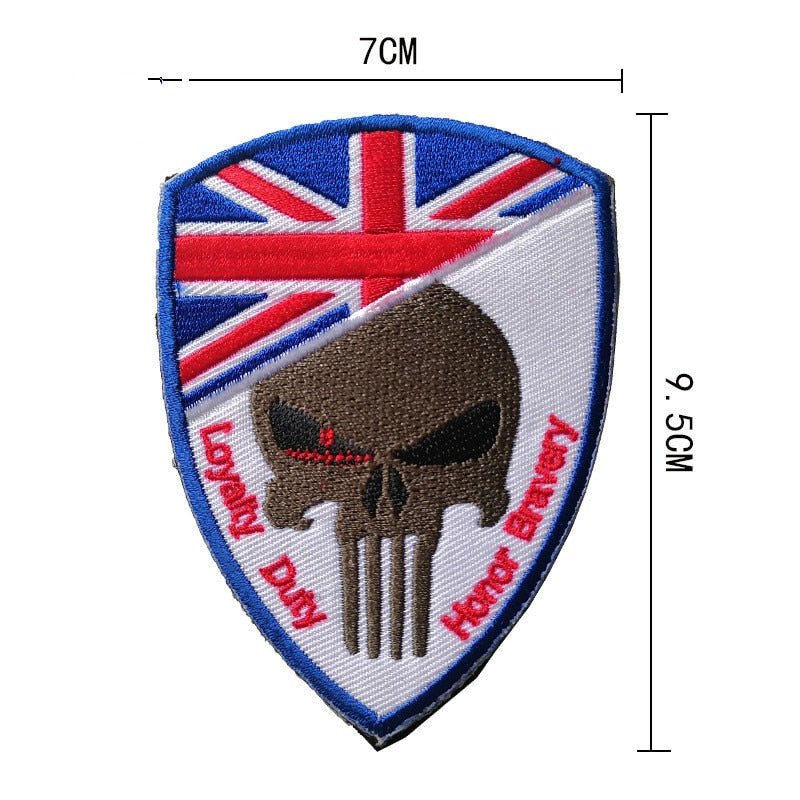 Patchs motif crâne drapeau national 3D 7x9,5 cm - ACTION AIRSOFT